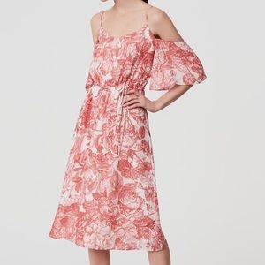 LOFT Floral Cold Shoulder Midi Dress - Size M